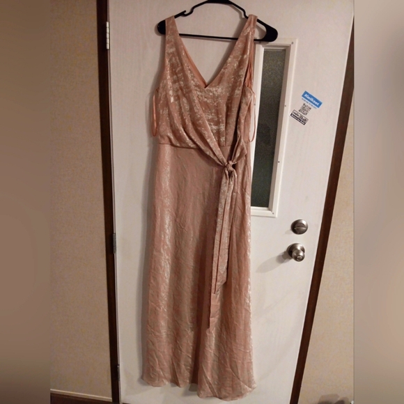 RALPH LAUREN Womens Pink Tie Front Sleeveless Maxi Evening Sheath Dress size 12 - Picture 1 of 6